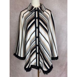 Vintage Striped Polyester Cape Poncho 1970s